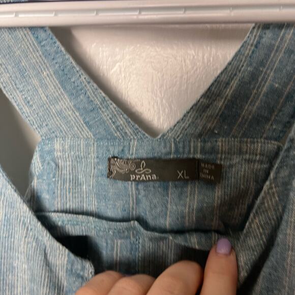 prAna Women's Blue Wayferer Sleeveless Cotton Hemp Blend Breathable Jumpsuit XL - Picture 4 of 11